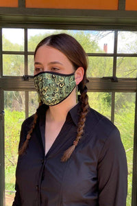 Kiwiana Green/Blk Koru Cloth Face Mask