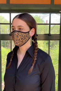Kiwiana Lge Koru Brown/Blk Cloth Face Mask